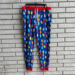 Pittie Clothing Co Holiday Lights Christmas Pajama Bottoms Size L